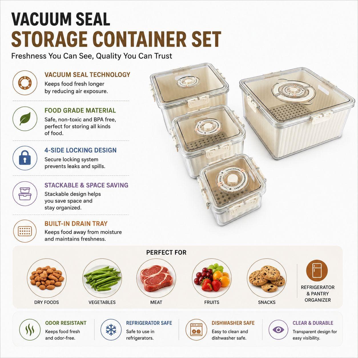 Multi-Size Food Storage Container Set – 4 Pieces 6