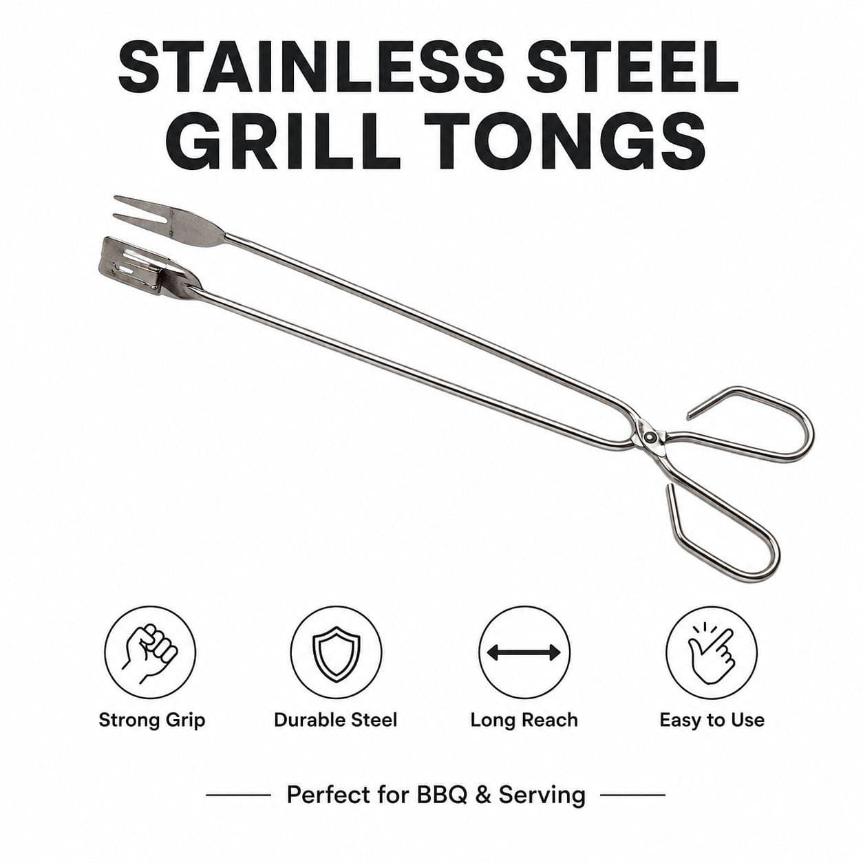 Long Metal BBQ Tongs 6