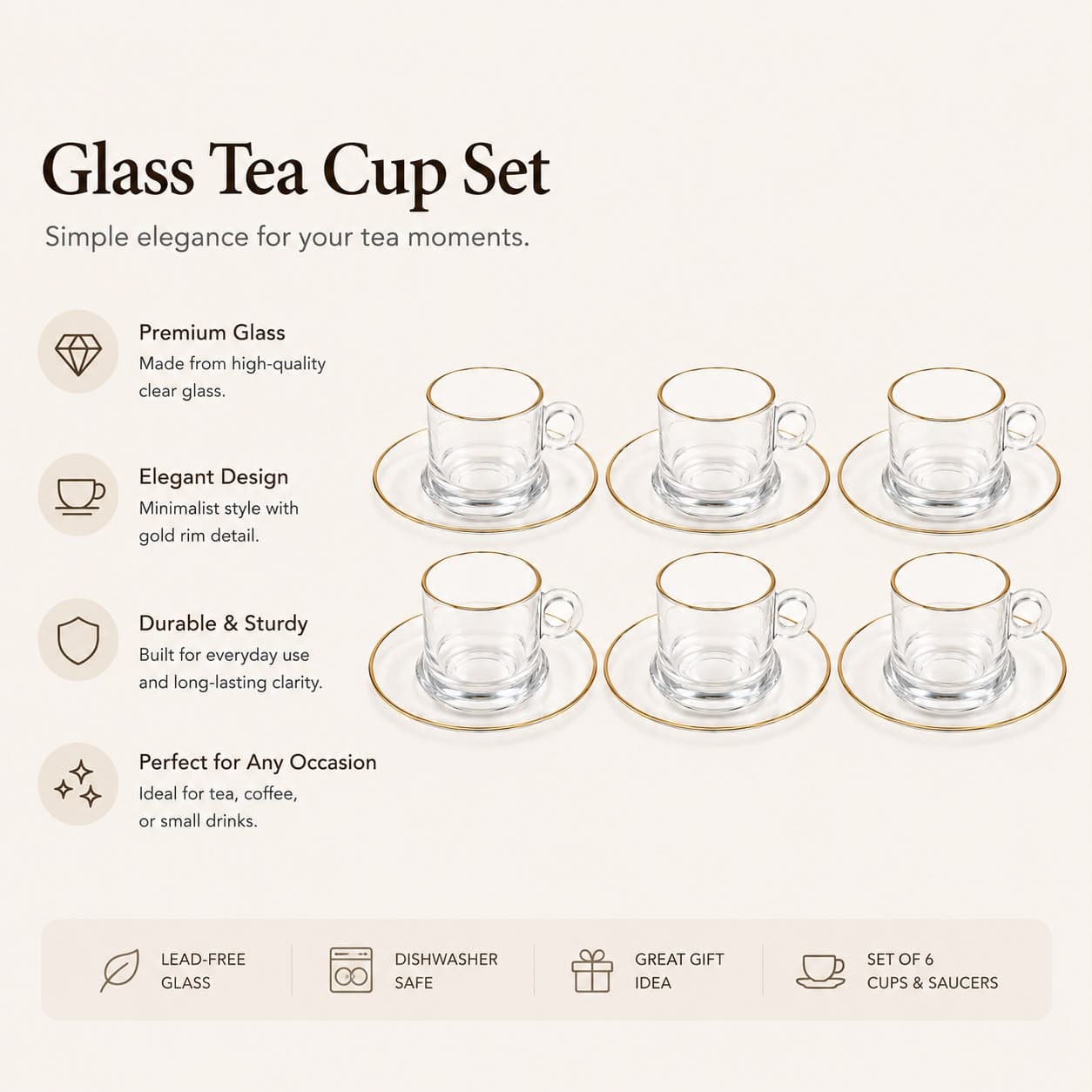 Coffee Cup Glass 12 pcs Set 5