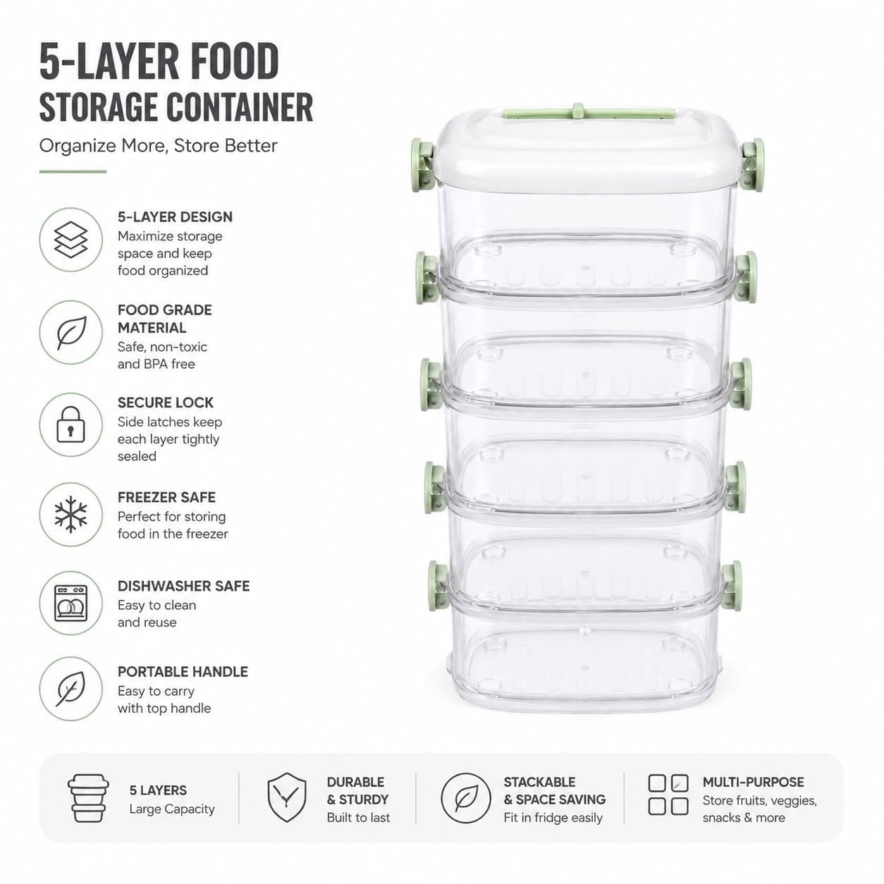 Rectangular Five-Tier Spice Storage Container 5