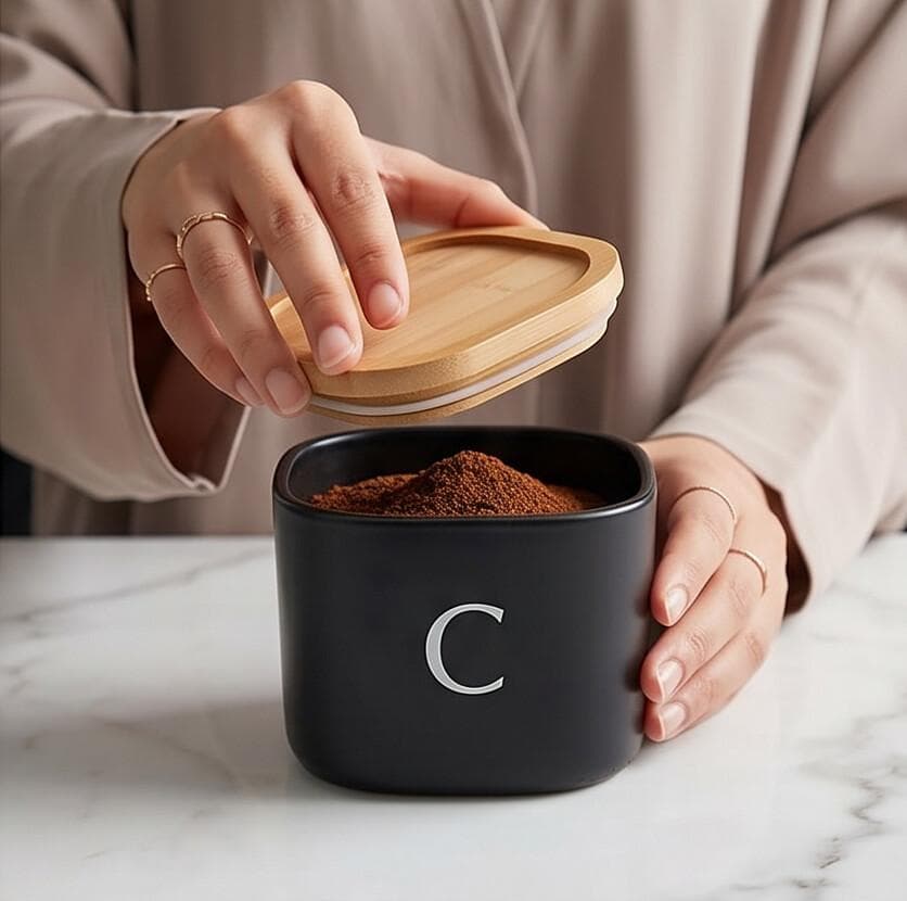 Airtight Storage Container Set with Wooden Lids - 3 Pieces - Black 4