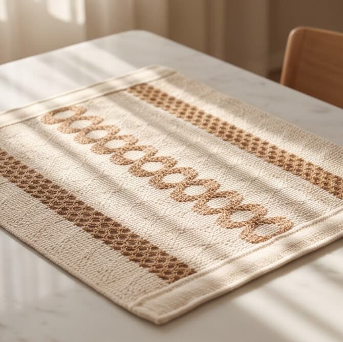 Rectangular Cotton Placemat with Embroidered Lace Trim Size 30×45 cm Set of 2 Pieces
 6