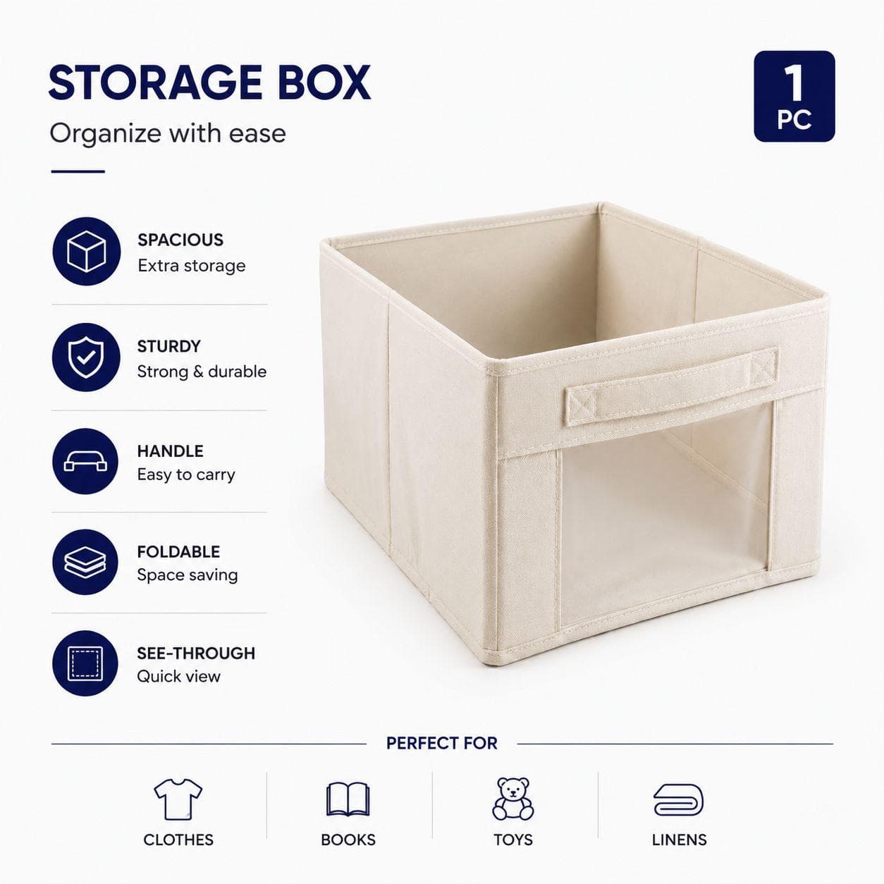 Fabric Storage Box Set – Multi-size wardrobe organizers for clothes, shirts, and accessories 6