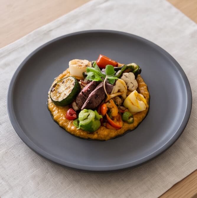 Luxury Round Matte Gray Melamine Serving Plate Set of 4 Pieces – Size 18×18×2 cm


 4