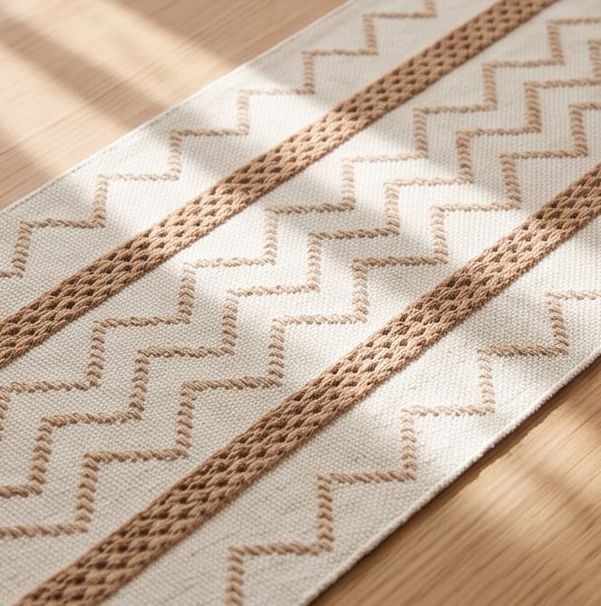 Cotton & Linen Table Runner with Zigzag Pattern and Tassels Size 30×150 cm
 5