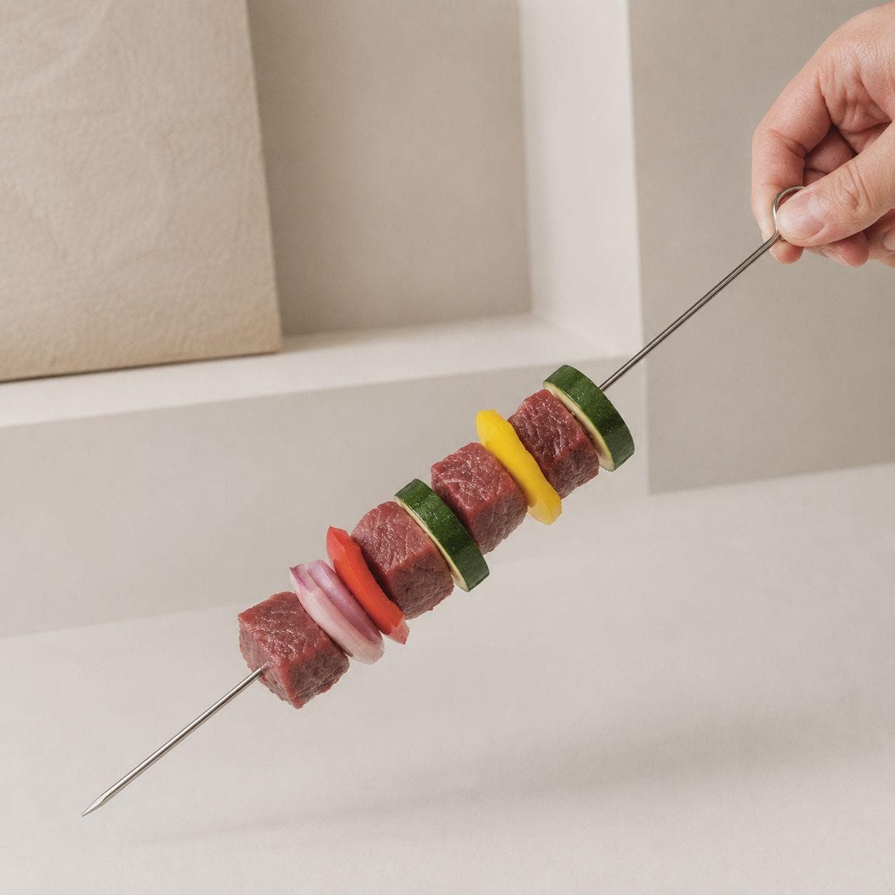 Square Stainless Steel BBQ Skewers - Set of 12 2