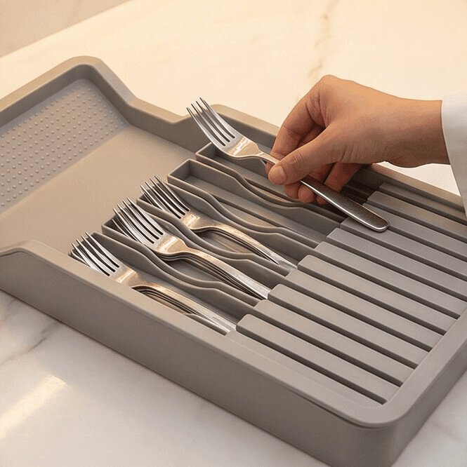 Adjustable Kitchen Drawer Organizer (Gray) 7
