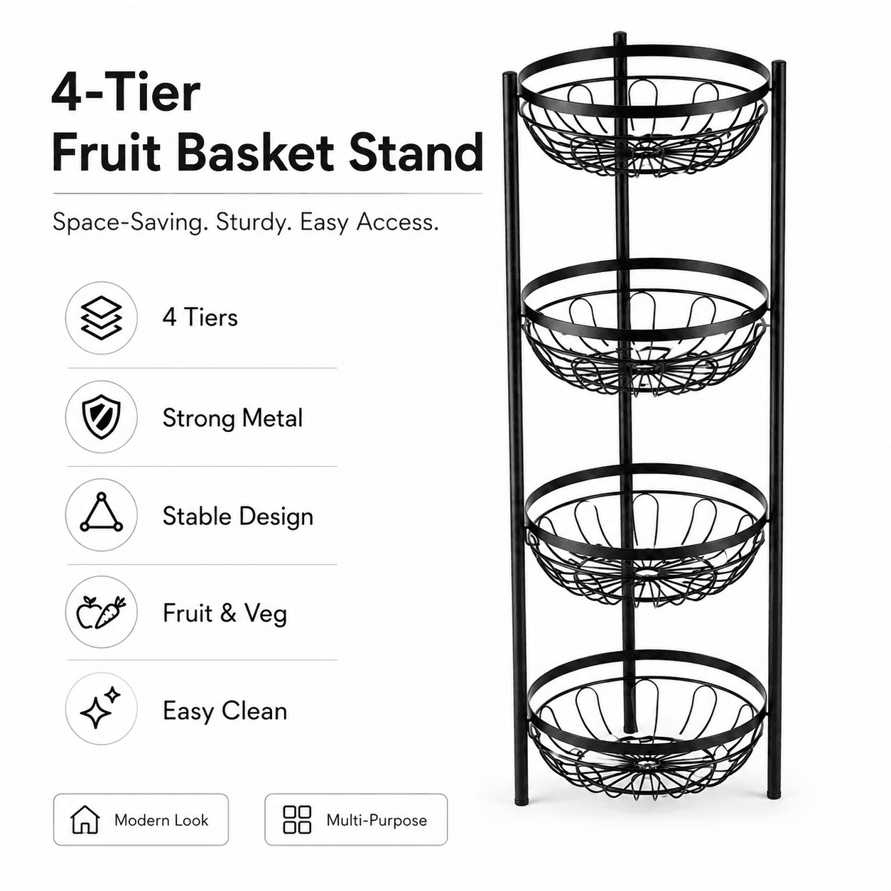 Standing Metal Storage Rack - 4 Shelves 7