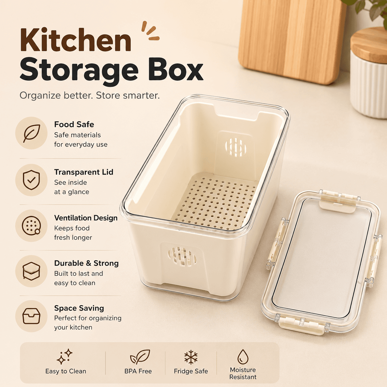 Deep Clear Storage Box with Front Handle and Side Locks 8