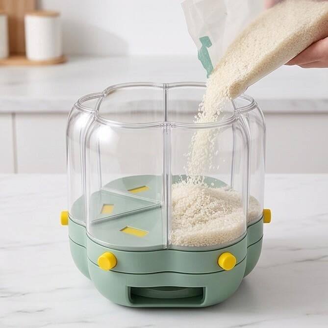 Rotating Grain and Cereal Container with Multiple Compartments – Size 27 cm

 4