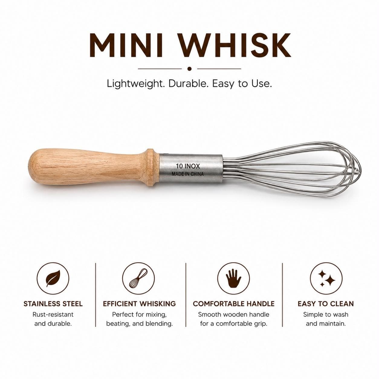 Manual Egg Whisk with Wooden Handle - Small 1