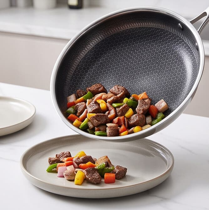 Stainless Steel Frying Pan with Textured Surface, No Lid - Suitable for Quick Frying - 24x7.5cm 9