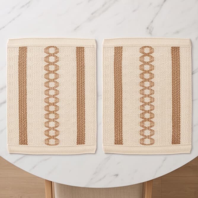 Rectangular Cotton Placemat with Embroidered Lace Trim Size 30×45 cm Set of 2 Pieces
 7