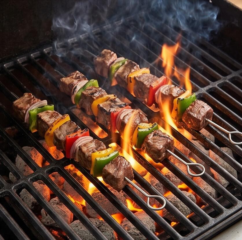 Square Stainless Steel BBQ Skewers - Set of 12 4