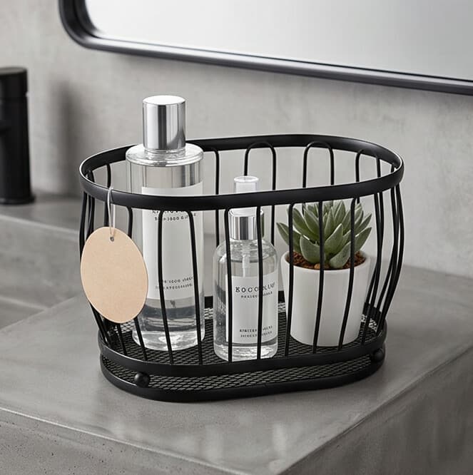 Black Multi-Purpose Metal Storage Basket 6