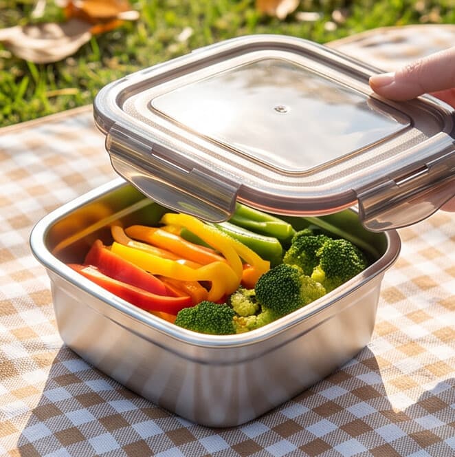 Square Stainless Steel Food Storage Container with Airtight Lid - 600 ML 6