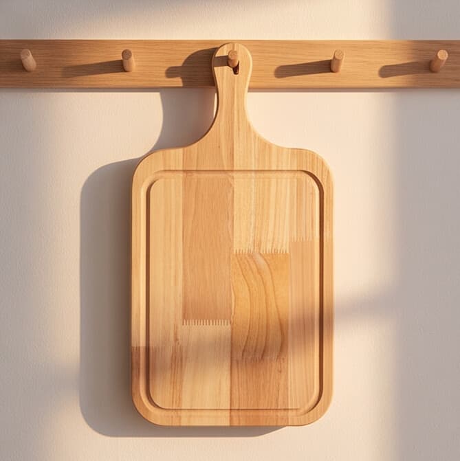 Rectangular Wooden Pizza Board with Handle - 40 cm