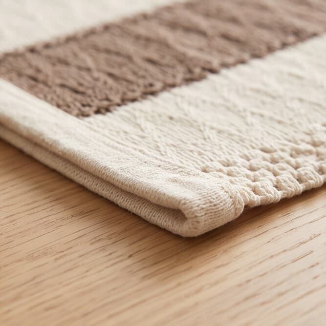 Rectangular Cotton & Linen Placemat with Woven Pattern and Tassels Size 30×45 cm Set of 2 Pieces
 7