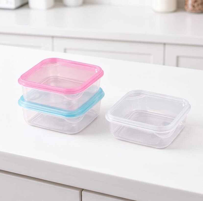 Clear Plastic Food Storage Container with Airtight Lid - White 2