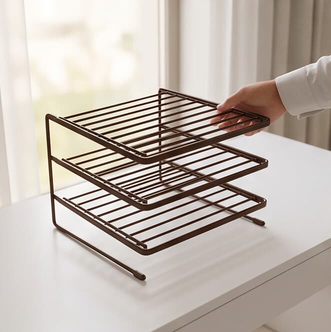 Three-Tier Metal Kitchen Storage Rack Dark Brown 3