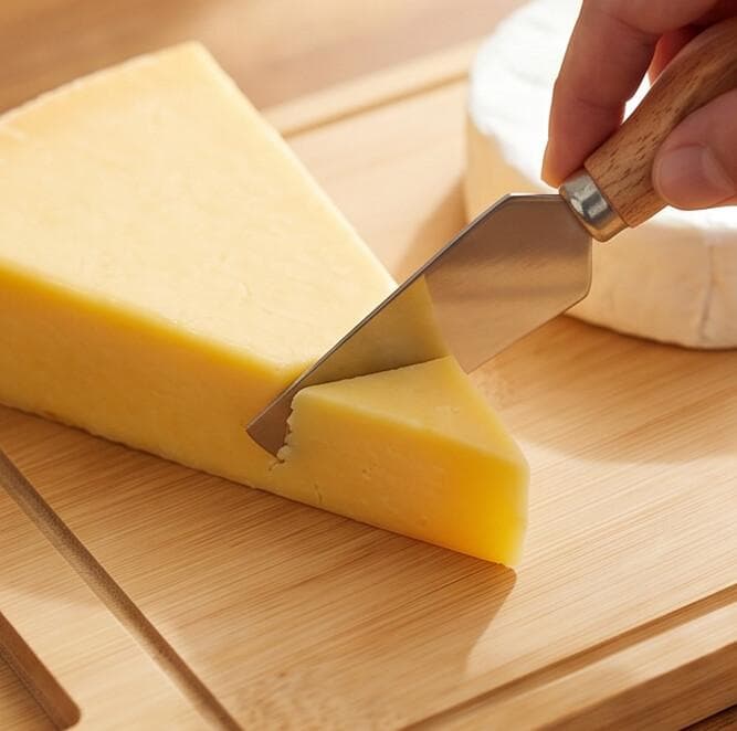 Luxury Bamboo Serving and Cutting Board with Handle and Cheese Knife – Size 36×23×1 cm

 4