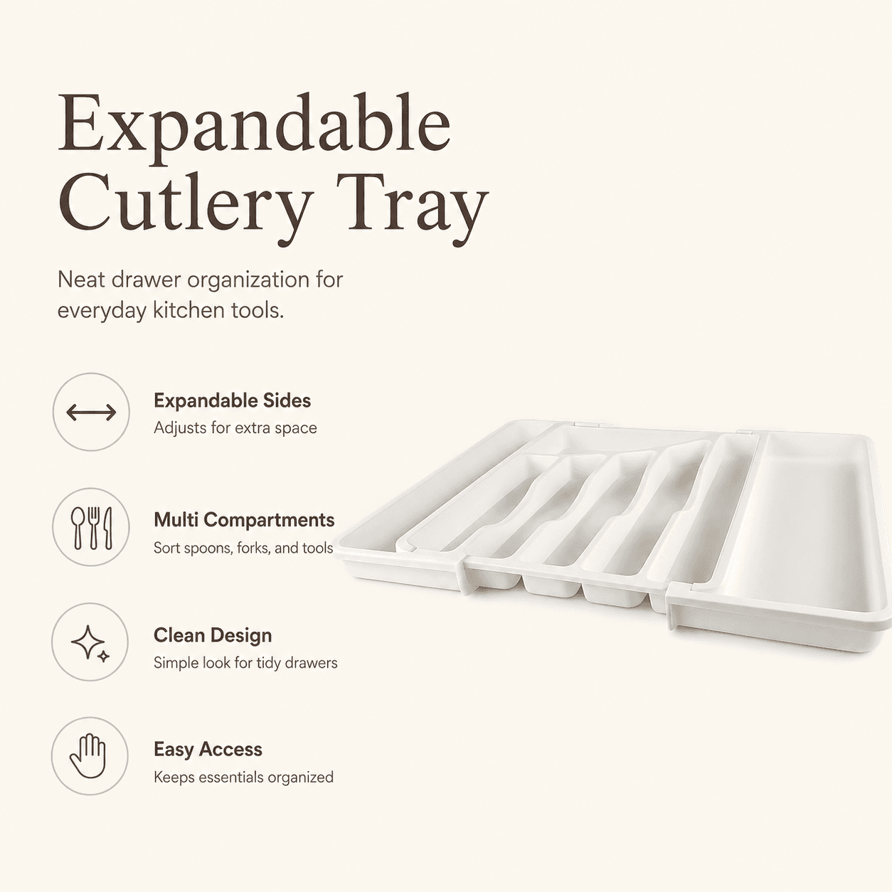 Six-Compartment Expandable Storage Box with Rounded Edges and Hanging Hole (41.5×34 cm)