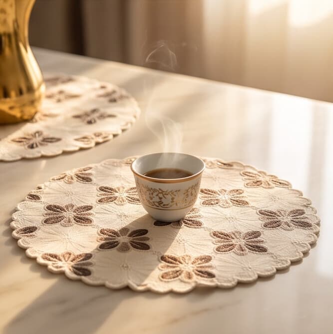 Rectangular PVC Teslin Placemat with Coffee Print Size 30×45 cm Set of 2 Pieces
 6