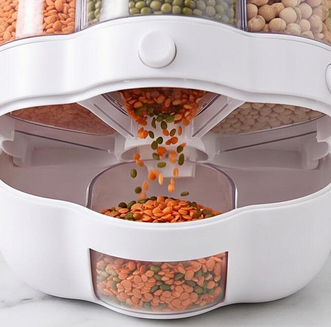 Rotating Multi-Compartment Grain and Spice Container 7