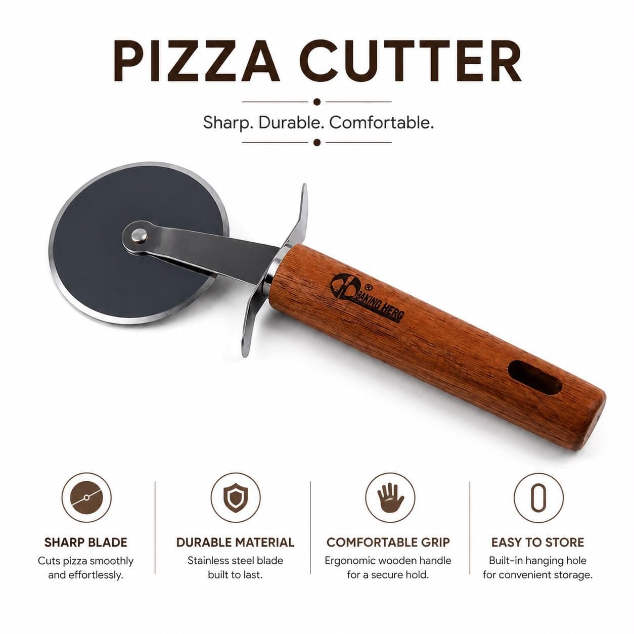 Kitchen Utensil M-Q05 (Wooden Handle Pizza Cutter) 7