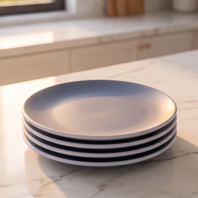 Round Melamine Serving Plate Set of 4 - Matte Blue - 25.7cm 1