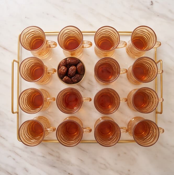 Amber Crystal Pattern Glass Cups Set – 6PCS 3