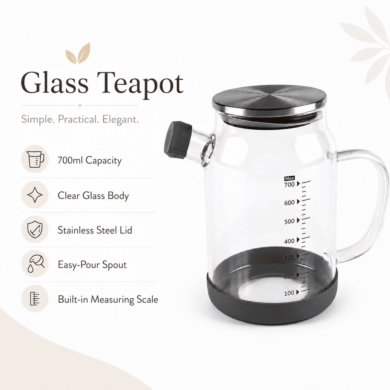 Graduated Glass Jug for Preparing, Storing & Serving Beverages – 700ml 7