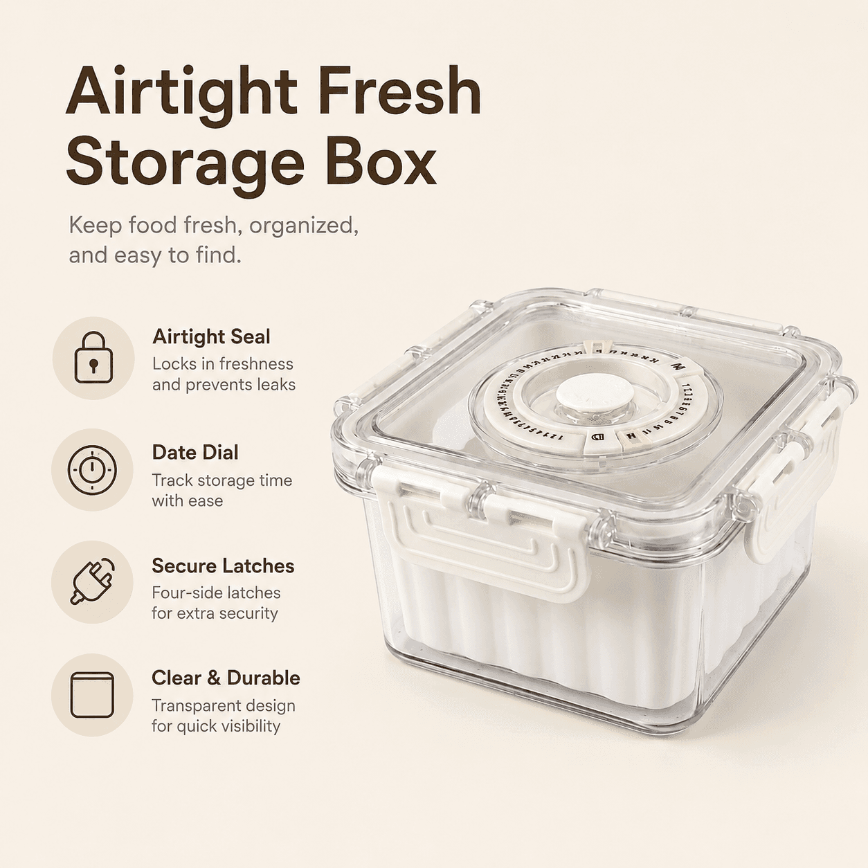 Transparent Food Storage Container with Round Lid for Date Tracking - Small 7