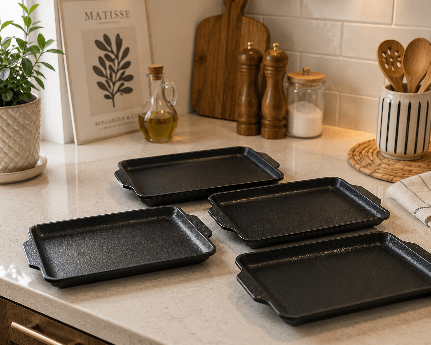 Luxury Rectangular Melamine Serving Tray with Handles – Black 30.3×13.4 cm

 2