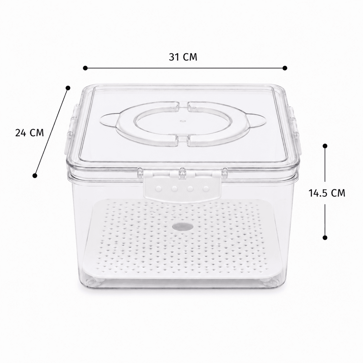 Clear Food Storage Container with Drain Tray and Side Locks 8