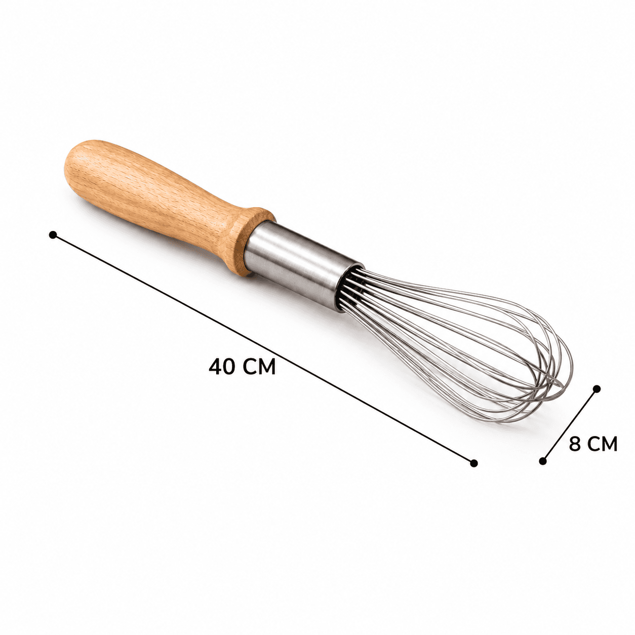 Manual Egg Whisk with Wooden Handle - Large 8