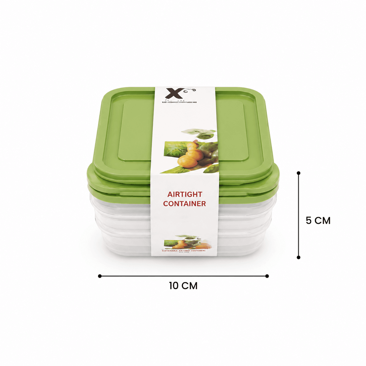 Rectangular Food Storage Container Set - 3 Pieces - 250 ml - Green 8