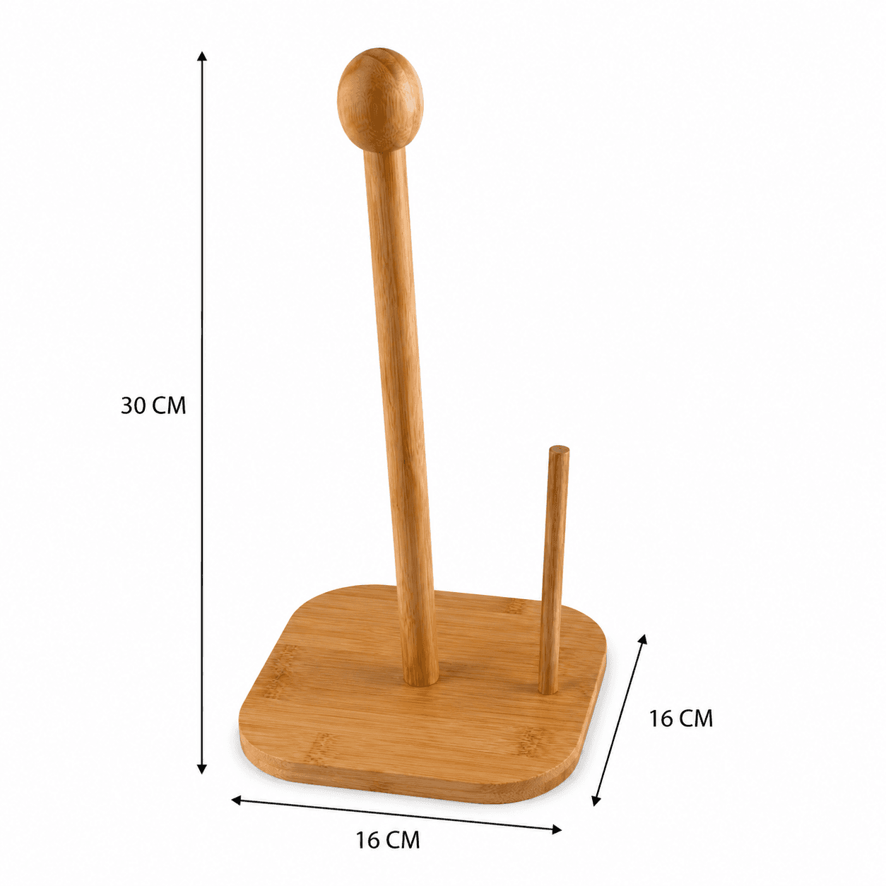 Vertical Wooden Paper Towel Holder with Square Base for Kitchen Roll – Size 16 cm

 6