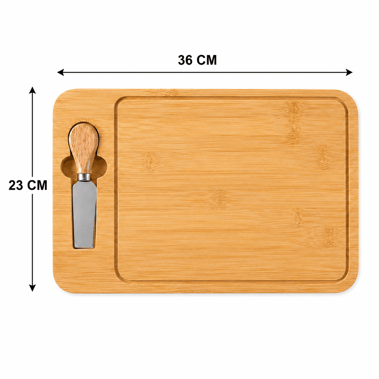 Luxury Bamboo Serving and Cutting Board with Handle and Cheese Knife – Size 36×23×1 cm

 7