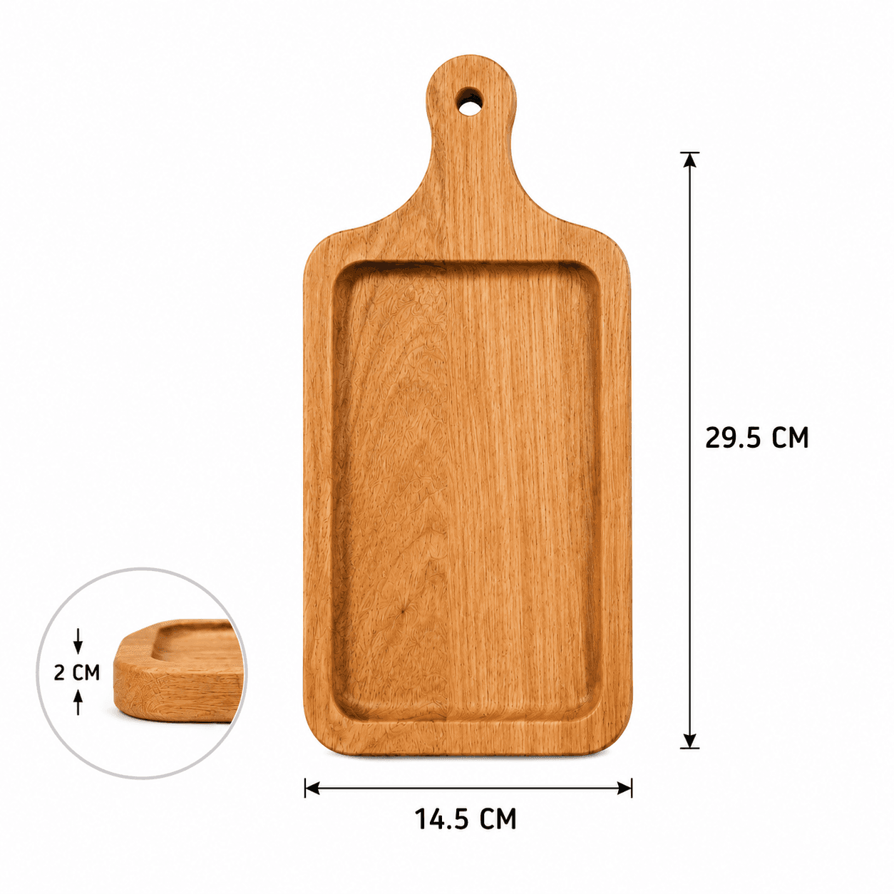 Rectangular Wooden Pizza Serving Board with Handle - 29.5x14.5cm 7