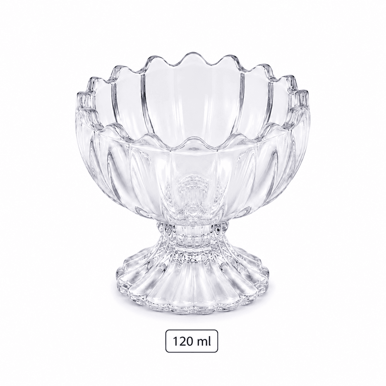Glass Serving Plate Set with Pedestal Base - Floral Design - 6 Pieces - 120 ml 6