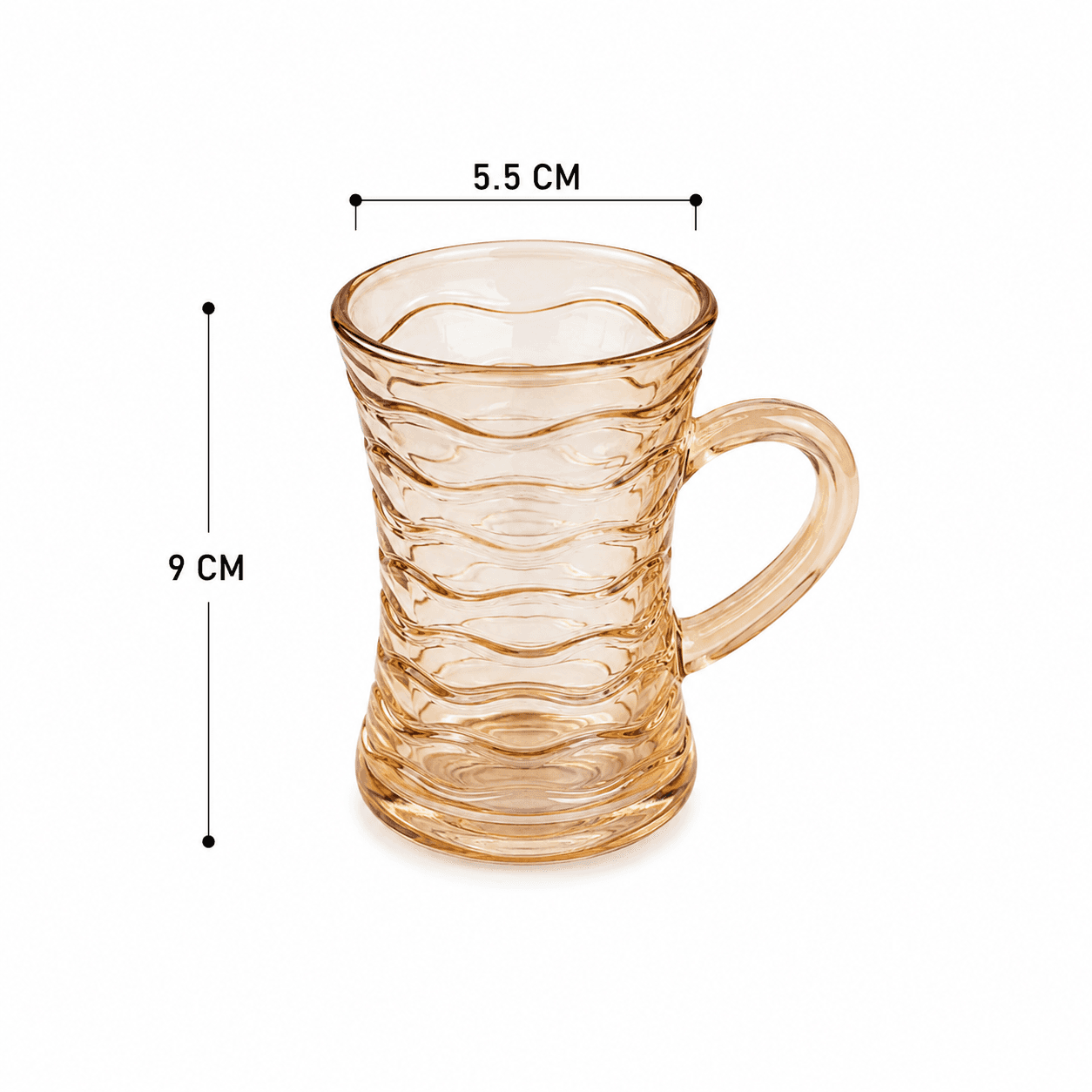 Amber Crystal Pattern Glass Cups Set – 6PCS 8