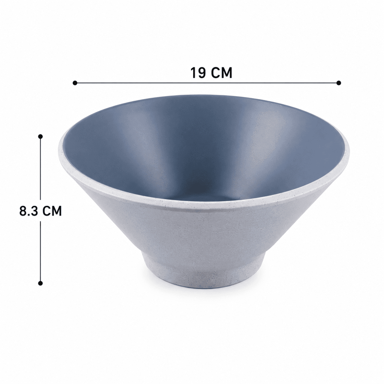 Melamine Serving Bowl Set - 4 Pieces - Matte Blue on Speckled White - 19cm 8