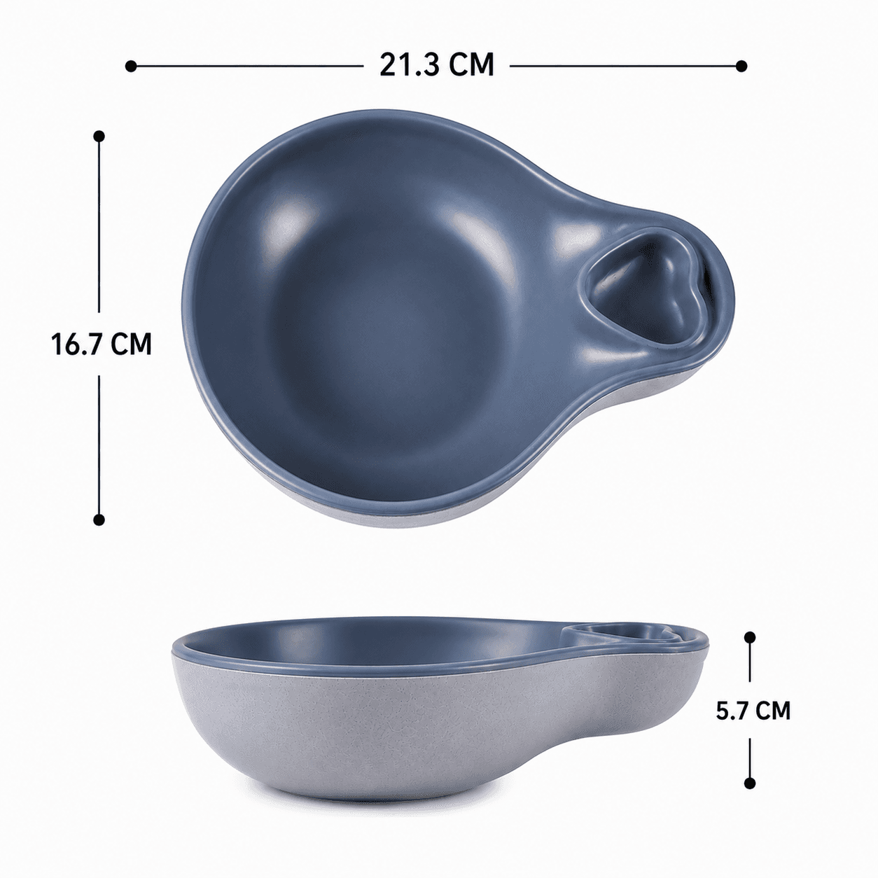 Blue and white ceramic bowl with handle and matte finish, size 21×16.5×6 cm, practical for serving. 7