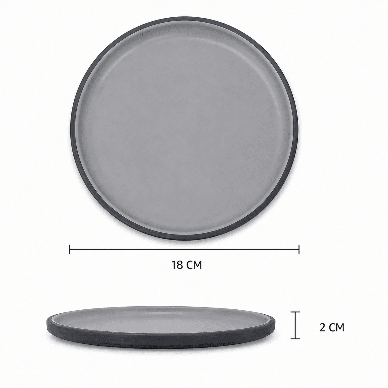 Luxury Round Matte Gray Melamine Serving Plate Set of 4 Pieces – Size 18×18×2 cm


 7