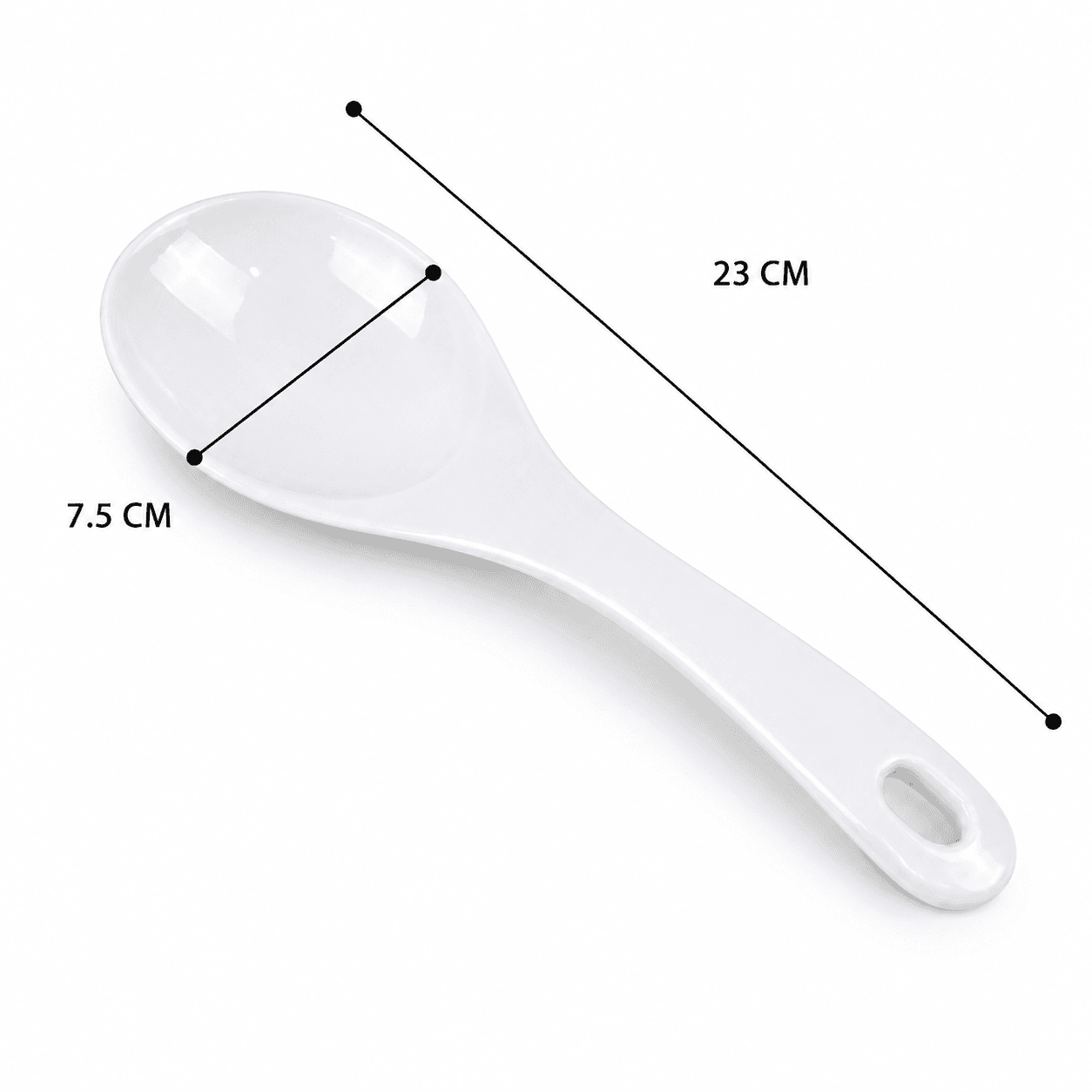 Luxury Large White Melamine Serving Spoon with Long Handle and Hanging Hole – Size 23×7.5 cm

 8