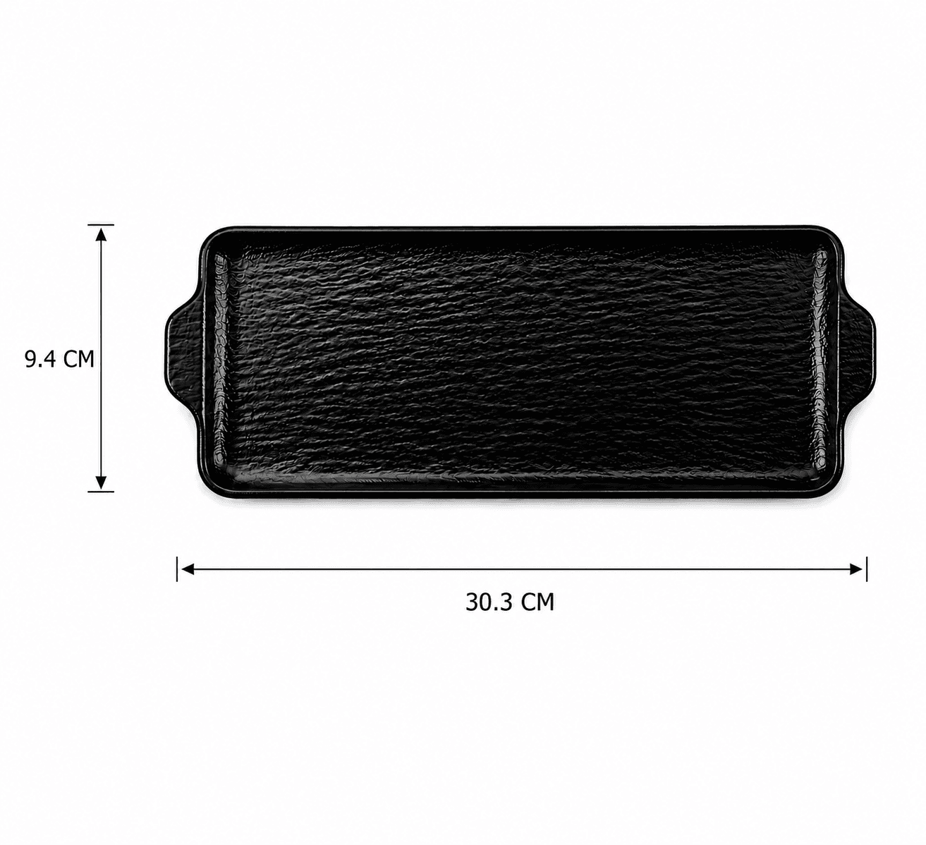 Luxury Rectangular Melamine Serving Tray with Handles – Black 30.3×13.4 cm

 8