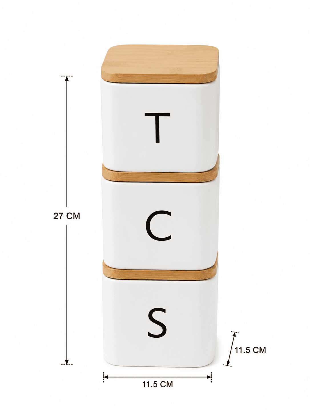Airtight Storage Container Set with Wooden Lids - 3 Pieces - White 8