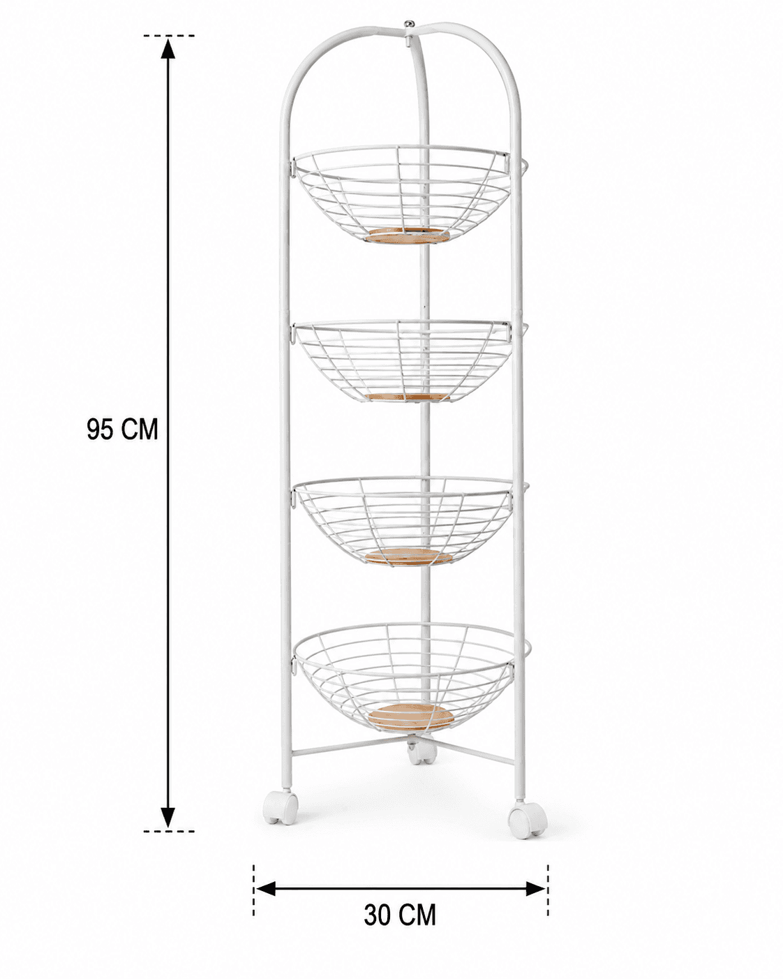 Metal Storage Cart with Four Tiers and Wheels - White 7
