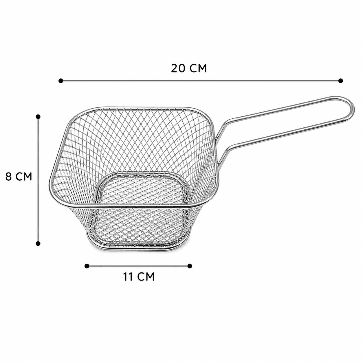 Metal Fry Basket with Handle for Home Use – 20×8×11 CM - Silver 7